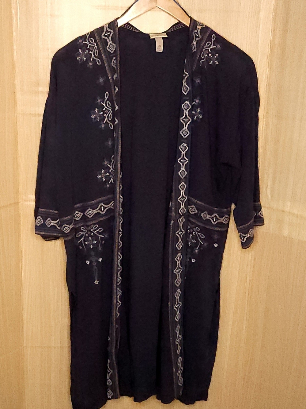 Knox Rose women’s slate blue embroidered boho duster XS